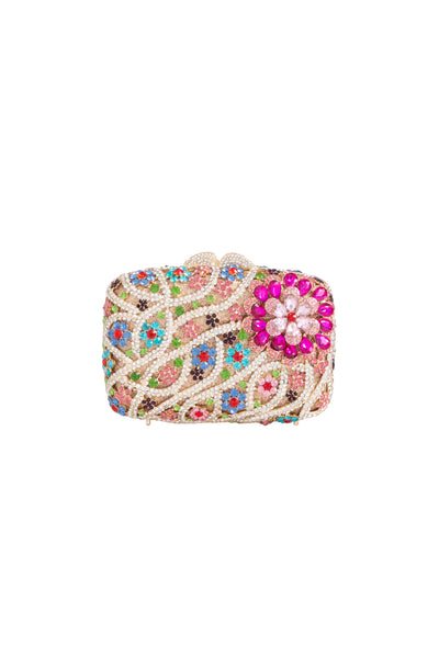 Multicolour Floral Embellished Clutch Bag