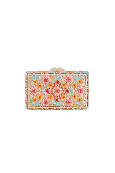 Pink Floral Embellished Clutch Bag