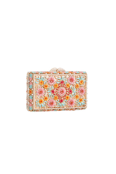 Pink Floral Embellished Clutch Bag