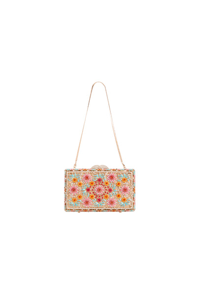 Pink Floral Embellished Clutch Bag