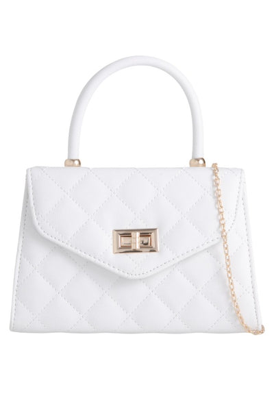 White Top Handle Chain Bag