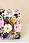 Black Floral Embellished Clutch Bag With Gold Details