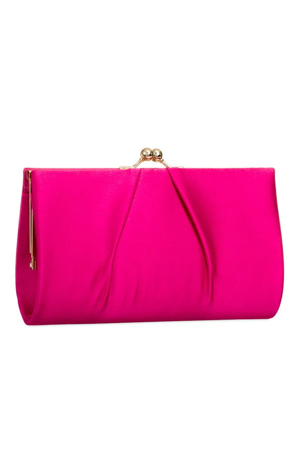 Fuchsia Satin Clutch Bag - Aftershock London