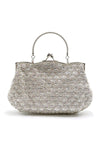 Silver Beaded Soft Clutch Bag