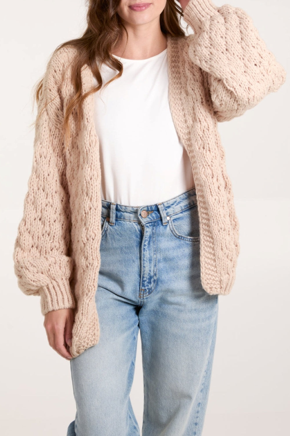 Chunky beige cardigan best sale