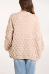 CARDIGAN OVERSIZE BEIGE EN MAILLE ÉPAISSE