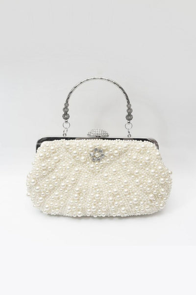 Ivory Pearl And Crystal Clutch Bag