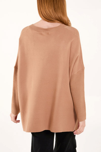 Camel Rock & Rock V-Neck Jumper