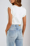 White Ruffle Broderie Anglaise Sleeve T-Shirt