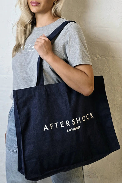 Navy Logo Canvas Tote Bag