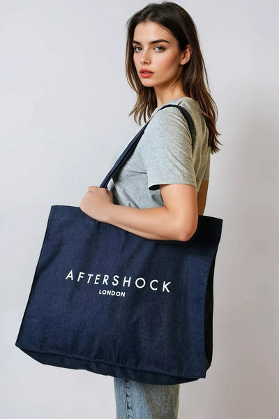 Navy Logo Canvas Tote Bag