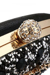 Black Embellished Clutch Bag with Gold Details