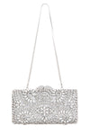 Silver Crystal Embellished Clutch Bag