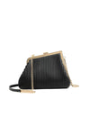 Black Pleated Faux Leather Handbag