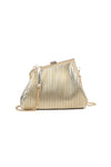 Gold Pleated Faux Leather Handbag