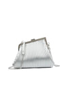 Silver Pleated Faux Leather Handbag