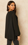 Black Long Sleeve Pleated Blouse