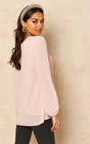 Blush Long Sleeve Pleated Blouse