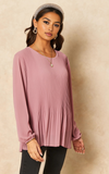 Rose Long Sleeve Pleated Blouse