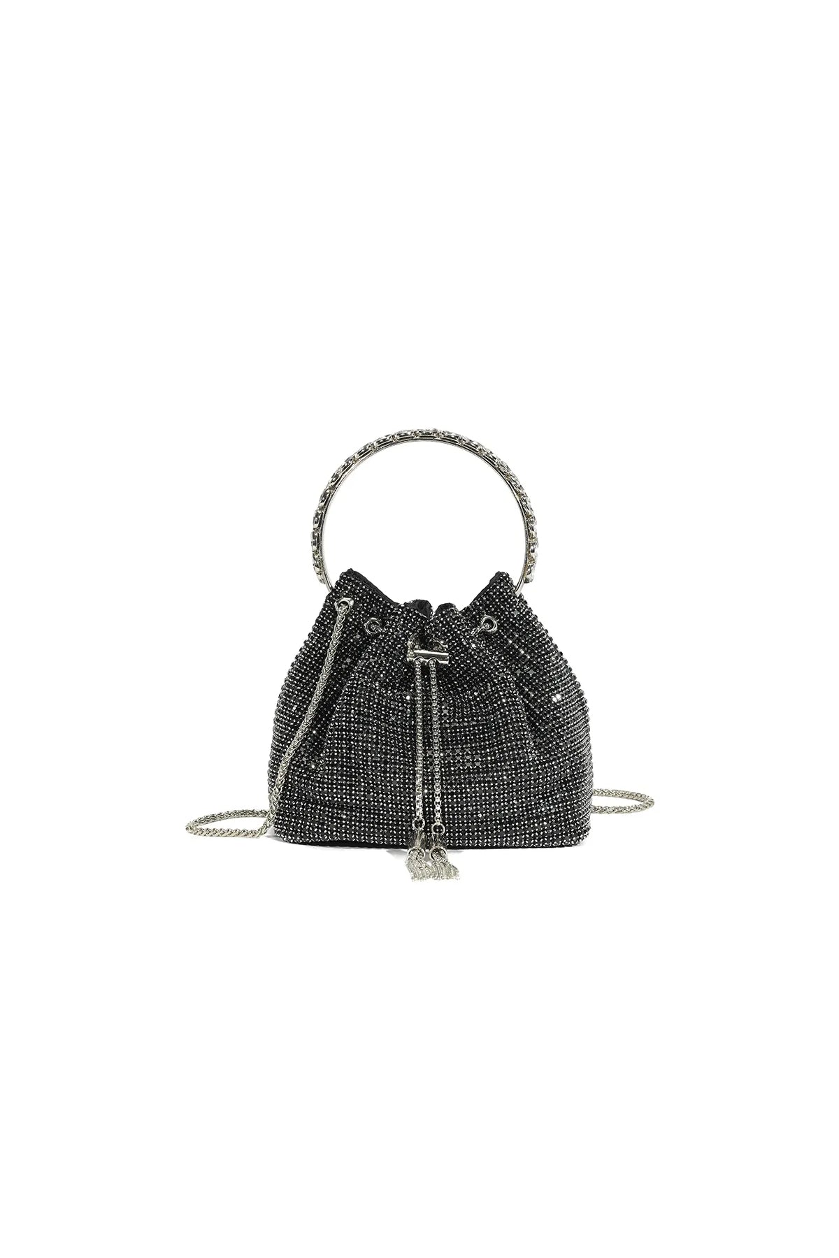 Black Crystal Mesh Evening Bag