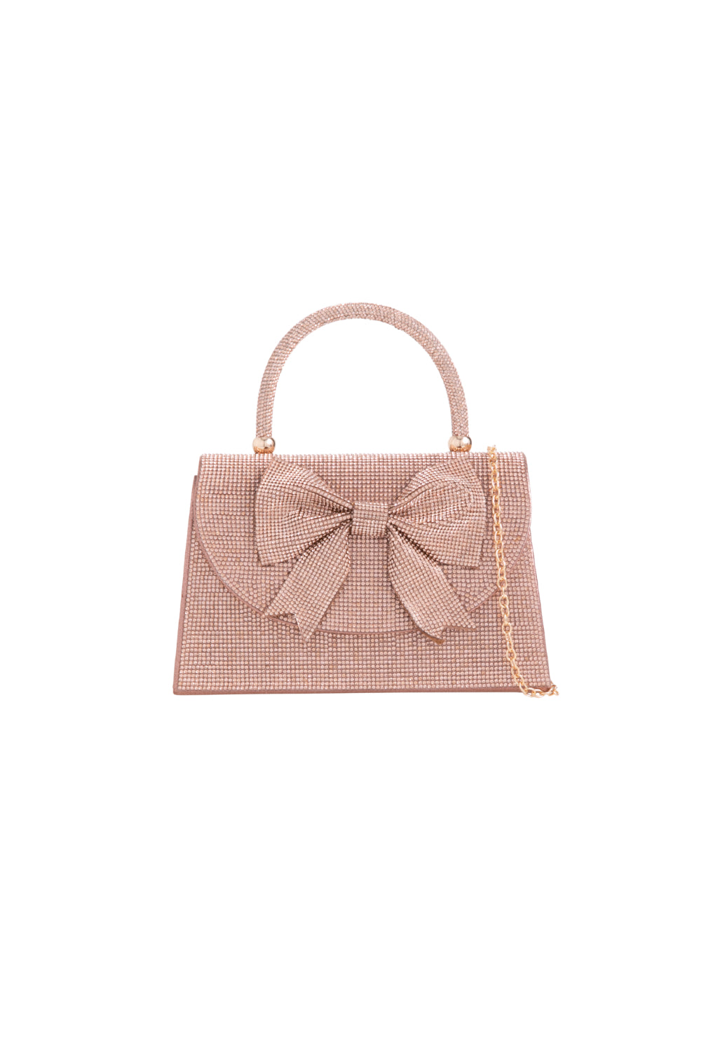 Rose Gold Diamante Evening Bag With Bow Aftershock London