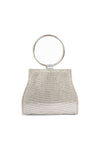 Silver Diamante Clutch Bag with Top Handles