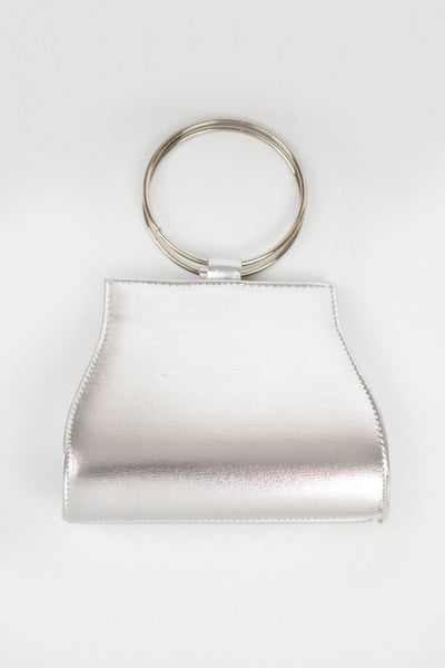 Silver Diamante Clutch Bag with Top Handles