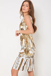 Gold Sequin Sleeveless Midi Dress