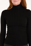 Black Ribbed Roll Neck Jumper