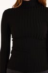 Black Ribbed Roll Neck Jumper