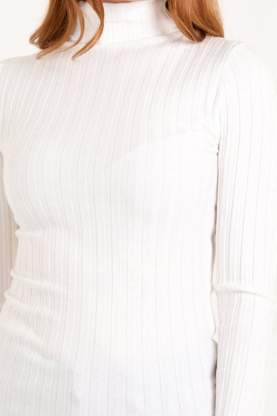 Cream Ribbed Roll Neck Jumper