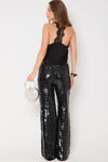 Black Sequin Wide Leg Trousers