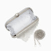 Silver Diamante Evening Clutch Bag with Tassels