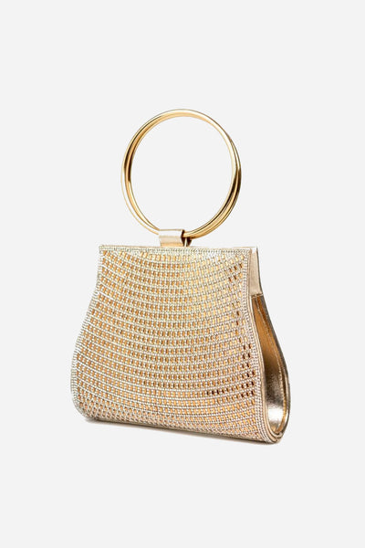 Gold Diamante Clutch Bag with Top Handles