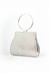 Silver Diamante Clutch Bag with Top Handles