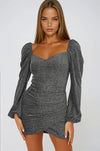 Silver Sweetheart Neckline Mini Dress