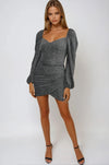 Silver Sweetheart Neckline Mini Dress