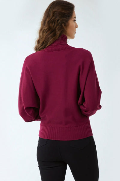 Berry Roll Neck Batwing Jumper