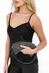 Black Soft Crystal Mesh Evening Bag