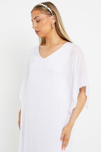 White Silk Maxi Kaftan Dress