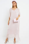 Light Pink Silk Maxi Kaftan Dress