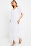 White Silk Maxi Kaftan Dress