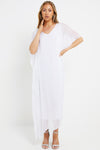 White Silk Maxi Kaftan Dress