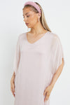 Light Pink Silk Maxi Kaftan Dress