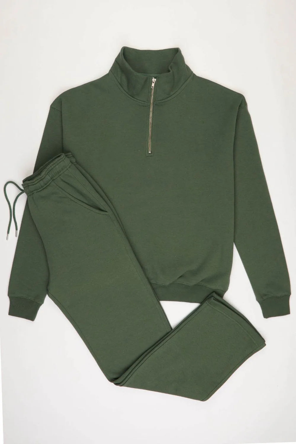 Khaki 1/4 Zip Fleece Tracksuit