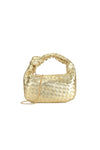 Gold Woven Shoulder Bag with Knot Detail