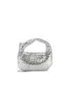 Silver Woven Shoulder Bag with Knot Detail