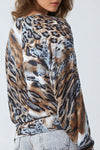 Blue Animal Print Batwing Top