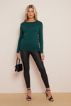 Green Round Neck Long Sleeve Top