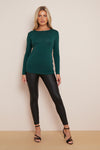 Green Round Neck Long Sleeve Top